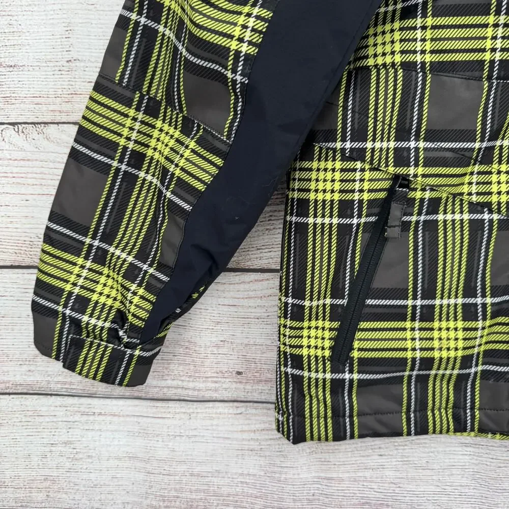Triple Nickel 555 Plaid Snowboard‎ Jacket Youth Boys 14 Black Yellow White
